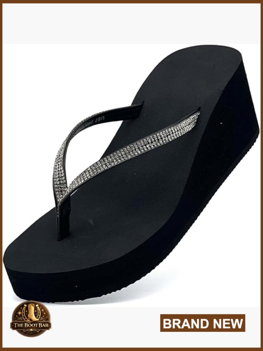 Rhinestone Wedge Sandals - Non-Slip Platform Flip Flops